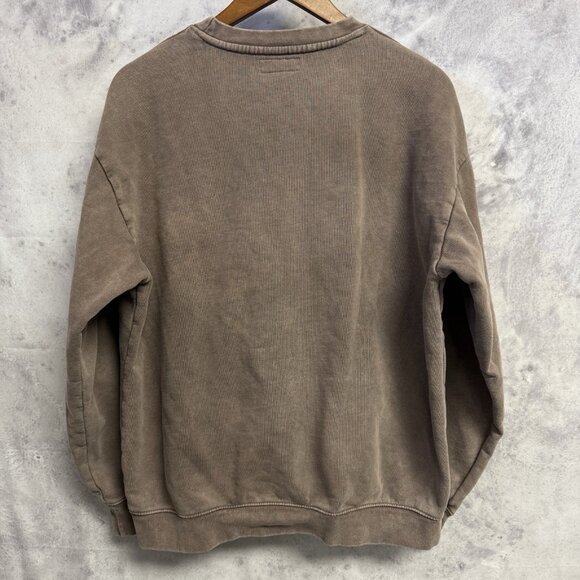 MARKET Sweatshirt Mens Large L Grey Brown Smiley Face Logo Crewneck Chinatown - Picture 2 of 12